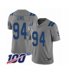 Men's Indianapolis Colts #94 Tyquan Lewis Limited Gray Inverted Legend 100th Season Football Jersey