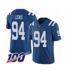 Men's Indianapolis Colts #94 Tyquan Lewis Limited Royal Blue Rush Vapor Untouchable 100th Season Football Jersey