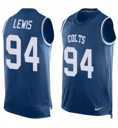 Men's Nike Indianapolis Colts #94 Tyquan Lewis Limited Royal Blue Player Name & Number Tank Top NFL Jersey