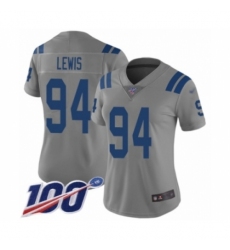 Women's Indianapolis Colts #94 Tyquan Lewis Limited Gray Inverted Legend 100th Season Football Jersey