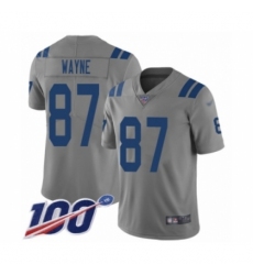 Men's Indianapolis Colts #87 Reggie Wayne Limited Gray Inverted Legend 100th Season Football Jersey
