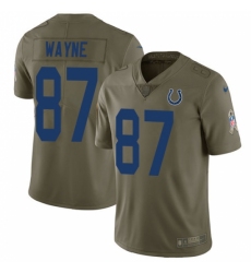 Men's Nike Indianapolis Colts #87 Reggie Wayne Limited Olive 2017 Salute to Service NFL Jersey