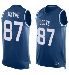 Men's Nike Indianapolis Colts #87 Reggie Wayne Limited Royal Blue Player Name & Number Tank Top NFL Jersey