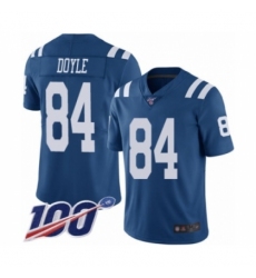 Men's Indianapolis Colts #84 Jack Doyle Limited Royal Blue Rush Vapor Untouchable 100th Season Football Jersey