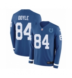 Youth Nike Indianapolis Colts #84 Jack Doyle Limited Blue Therma Long Sleeve NFL Jersey