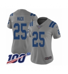 Women's Indianapolis Colts #25 Marlon Mack Limited Gray Inverted Legend 100th Season Football Jersey