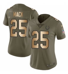Women's Nike Indianapolis Colts #25 Marlon Mack Limited Olive/Gold 2017 Salute to Service NFL Jersey