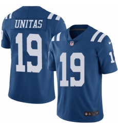 Men's Nike Indianapolis Colts #19 Johnny Unitas Limited Royal Blue Rush Vapor Untouchable NFL Jersey