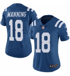 Women's Nike Indianapolis Colts #18 Peyton Manning Limited Royal Blue Rush Vapor Untouchable NFL Jersey