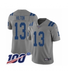 Men's Indianapolis Colts #13 T.Y. Hilton Limited Gray Inverted Legend 100th Season Football Jersey