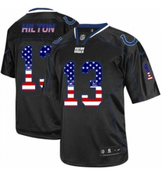 Men's Nike Indianapolis Colts #13 T.Y. Hilton Elite Black USA Flag Fashion NFL Jersey