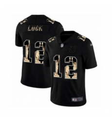 Men's Indianapolis Colts #12 Andrew Luck Limited Black Statue of Liberty Football Jersey