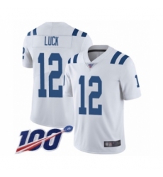 Men's Indianapolis Colts #12 Andrew Luck White Vapor Untouchable Limited Player 100th Season Football Jersey