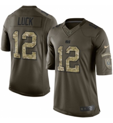 Men's Nike Indianapolis Colts #12 Andrew Luck Elite Green Salute to Service NFL Jersey