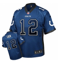 Men's Nike Indianapolis Colts #12 Andrew Luck Elite Royal Blue Drift Fashion NFL Jersey