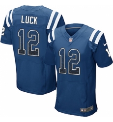 Men's Nike Indianapolis Colts #12 Andrew Luck Elite Royal Blue Home Drift Fashion NFL Jersey