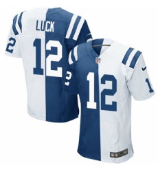 Men's Nike Indianapolis Colts #12 Andrew Luck Elite Royal Blue/White Split Fashion NFL Jersey