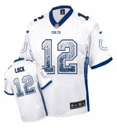Men's Nike Indianapolis Colts #12 Andrew Luck Elite White Drift Fashion NFL Jersey