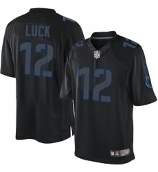 Men's Nike Indianapolis Colts #12 Andrew Luck Limited Black Impact NFL Jersey