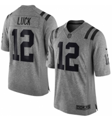 Men's Nike Indianapolis Colts #12 Andrew Luck Limited Gray Gridiron NFL Jersey