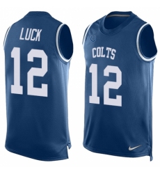 Men's Nike Indianapolis Colts #12 Andrew Luck Limited Royal Blue Player Name & Number Tank Top NFL Jersey