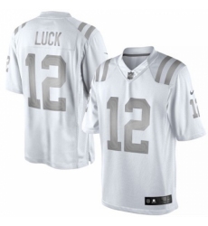 Men's Nike Indianapolis Colts #12 Andrew Luck Limited White Platinum NFL Jersey