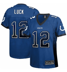 Women's Nike Indianapolis Colts #12 Andrew Luck Elite Royal Blue Drift Fashion NFL Jersey