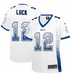 Women's Nike Indianapolis Colts #12 Andrew Luck Elite White Drift Fashion NFL Jersey