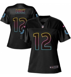 Women's Nike Indianapolis Colts #12 Andrew Luck Game Black Fashion NFL Jersey