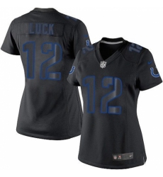 Women's Nike Indianapolis Colts #12 Andrew Luck Limited Black Impact NFL Jersey