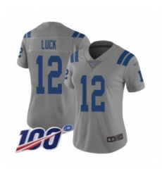 Women's Nike Indianapolis Colts #12 Andrew Luck Limited Gray Inverted Legend 100th Season NFL Jersey