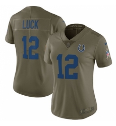 Women's Nike Indianapolis Colts #12 Andrew Luck Limited Olive 2017 Salute to Service NFL Jersey
