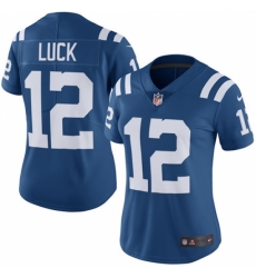 Women's Nike Indianapolis Colts #12 Andrew Luck Limited Royal Blue Rush Vapor Untouchable NFL Jersey