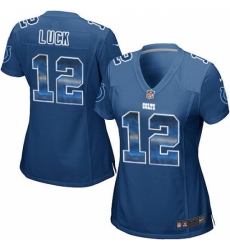 Women's Nike Indianapolis Colts #12 Andrew Luck Limited Royal Blue Strobe NFL Jersey