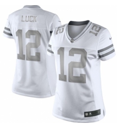 Women's Nike Indianapolis Colts #12 Andrew Luck Limited White Platinum NFL Jersey