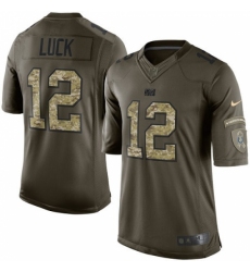 Youth Nike Indianapolis Colts #12 Andrew Luck Elite Green Salute to Service NFL Jersey
