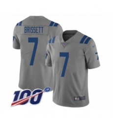 Men's Indianapolis Colts #7 Jacoby Brissett Limited Gray Inverted Legend 100th Season Football Jersey