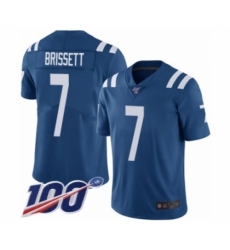 Men's Indianapolis Colts #7 Jacoby Brissett Royal Blue Team Color Vapor Untouchable Limited Player 100th Season Football Jersey