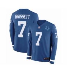 Men's Nike Indianapolis Colts #7 Jacoby Brissett Limited Blue Therma Long Sleeve NFL Jersey