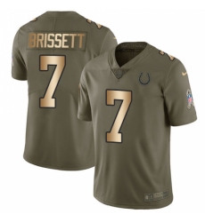 Men's Nike Indianapolis Colts #7 Jacoby Brissett Limited Olive/Gold 2017 Salute to Service NFL Jersey