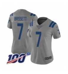 Women's Indianapolis Colts #7 Jacoby Brissett Limited Gray Inverted Legend 100th Season Football Jersey