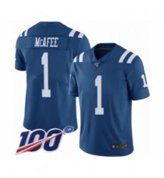 Men's Indianapolis Colts #1 Pat McAfee Limited Royal Blue Rush Vapor Untouchable 100th Season Football Jersey