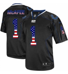 Men's Nike Indianapolis Colts #1 Pat McAfee Elite Black USA Flag Fashion NFL Jersey