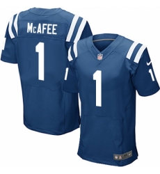 Men's Nike Indianapolis Colts #1 Pat McAfee Elite Royal Blue Team Color NFL Jersey