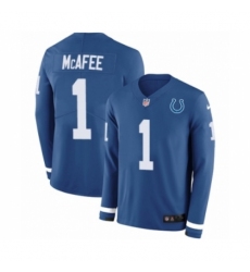 Men's Nike Indianapolis Colts #1 Pat McAfee Limited Blue Therma Long Sleeve NFL Jersey
