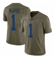Men's Nike Indianapolis Colts #1 Pat McAfee Limited Olive 2017 Salute to Service NFL Jersey