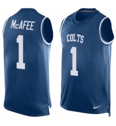 Men's Nike Indianapolis Colts #1 Pat McAfee Limited Royal Blue Player Name & Number Tank Top NFL Jersey