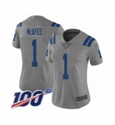 Women's Indianapolis Colts #1 Pat McAfee Limited Gray Inverted Legend 100th Season Football Jersey