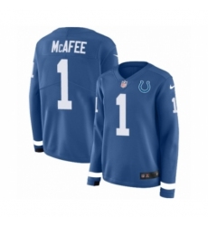 Women's Nike Indianapolis Colts #1 Pat McAfee Limited Blue Therma Long Sleeve NFL Jersey