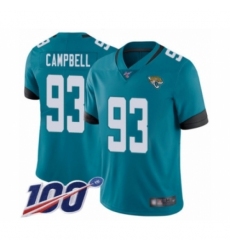 Men's Jacksonville Jaguars #93 Calais Campbell Teal Green Alternate Vapor Untouchable Limited Player 100th Season Football Jersey